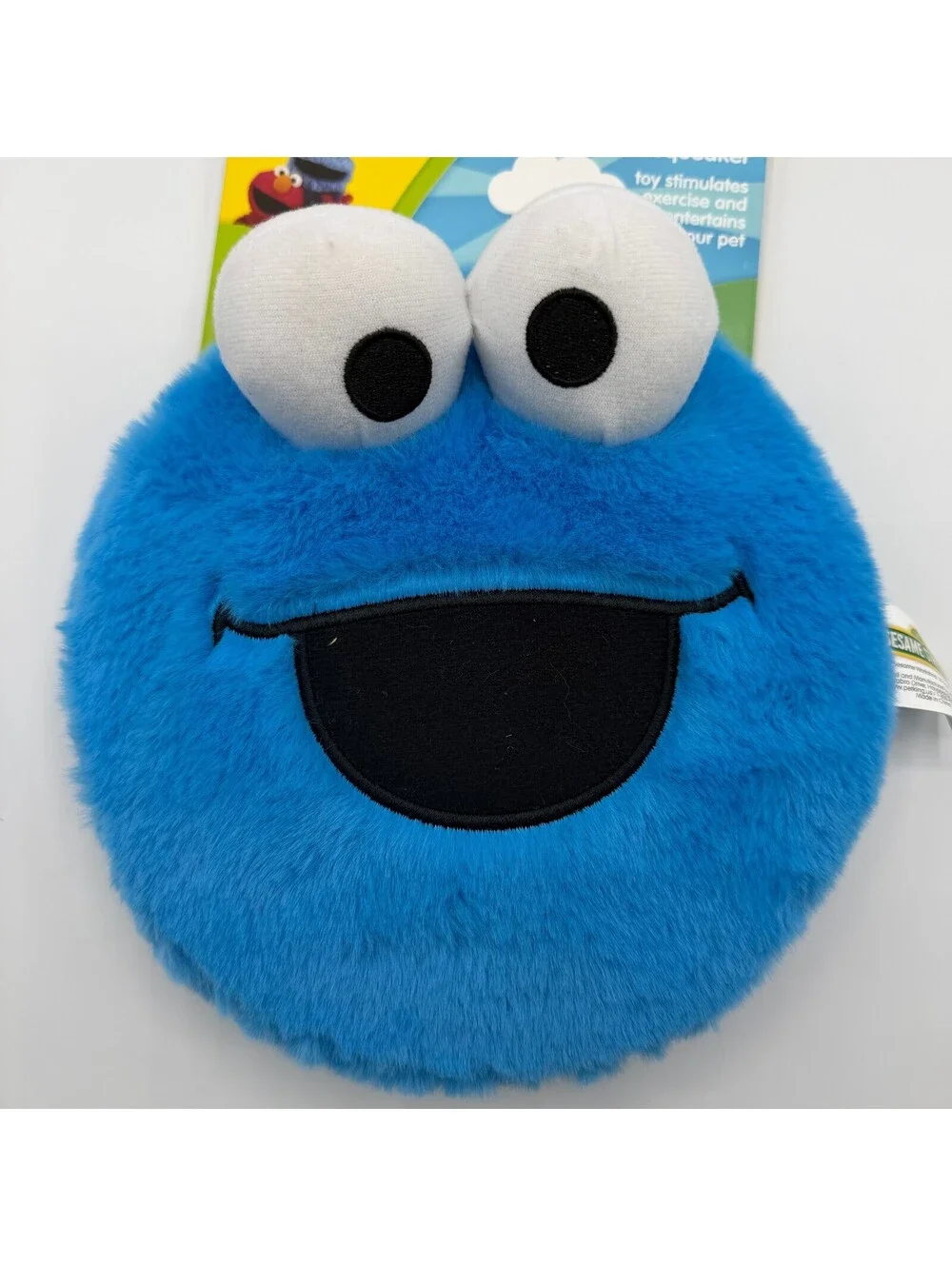 Sesame Street Cookie Monster Plush Pet Dog Toy Round Blue Jumbo Squeaker NEW